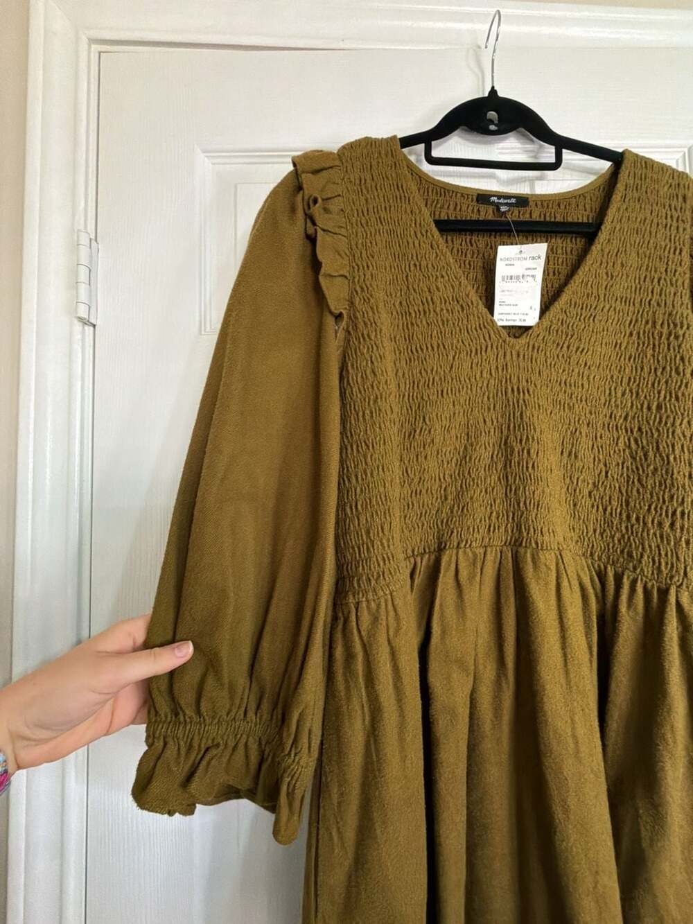 Madewell Olive Green Mini Dress NWT - Picture 3 of 9